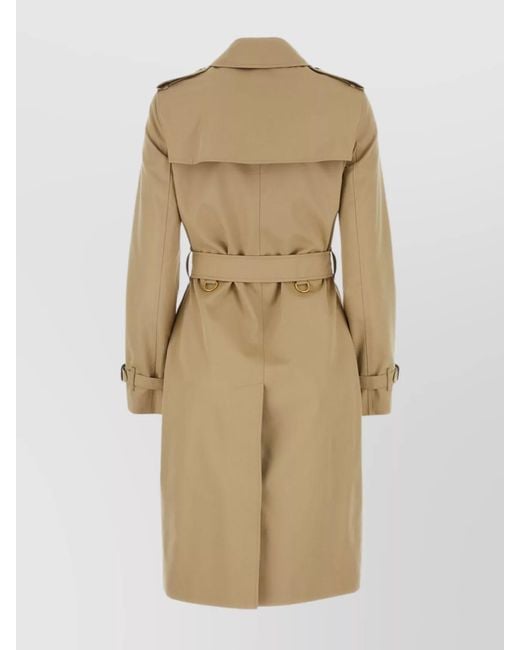 Burberry Natural Cotton Double-Breasted Belted Trench Coat