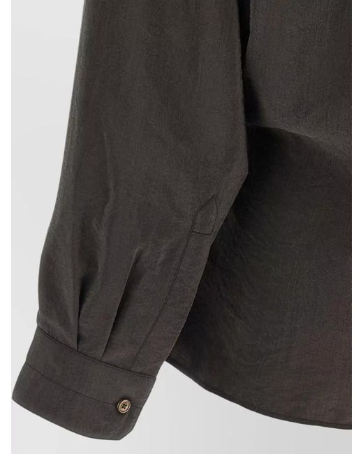 Lemaire Gray Collared Wrap Shirt Long Sleeves Pleated
