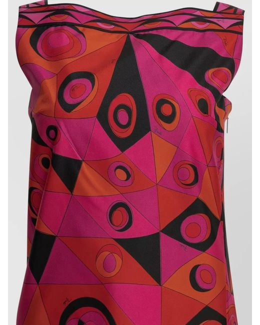 Emilio Pucci Red Occhi Geometric Sleeveless Knee Length Dress