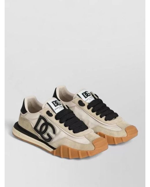 Dolce & Gabbana Multicolor Nylon And Calfskin Low Top Sneakers for men