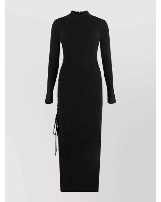MICHAEL Michael Kors Black Knit Midi Dress Merino Wool Blend