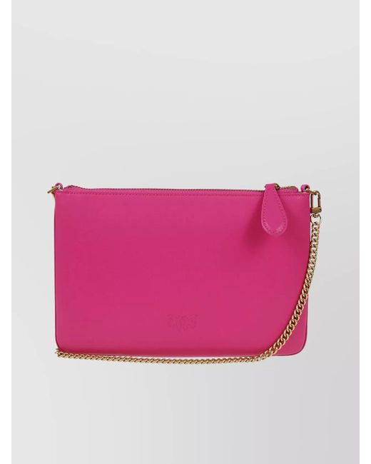 Pinko Pink Love Bag Flat Leather Cross-Body Bag