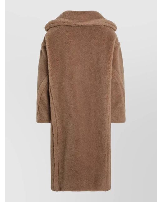 Max Mara Brown Teddy Long Sleeve Knee Length Coat