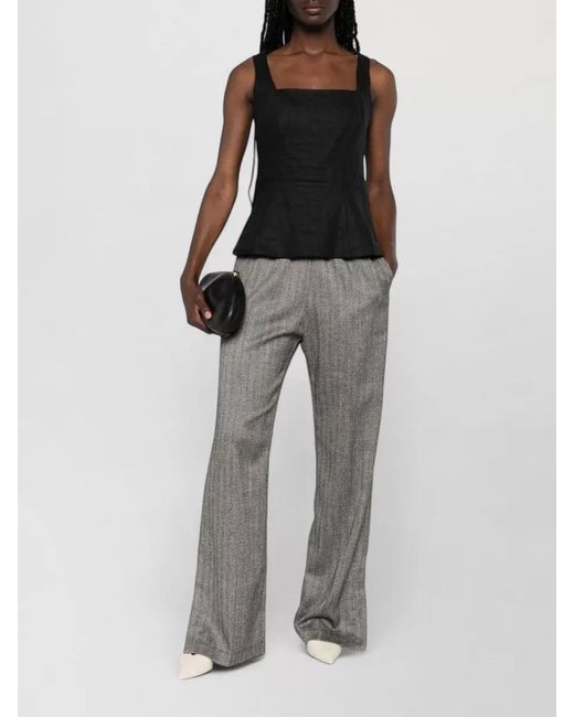 Forte_forte Gray Herringbone Wide-Leg Trousers