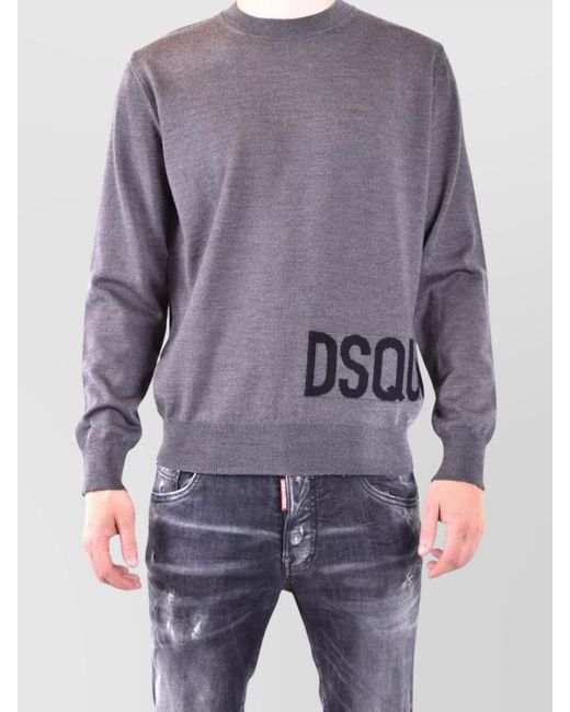 DSquared² Gray Wool Jumper for men