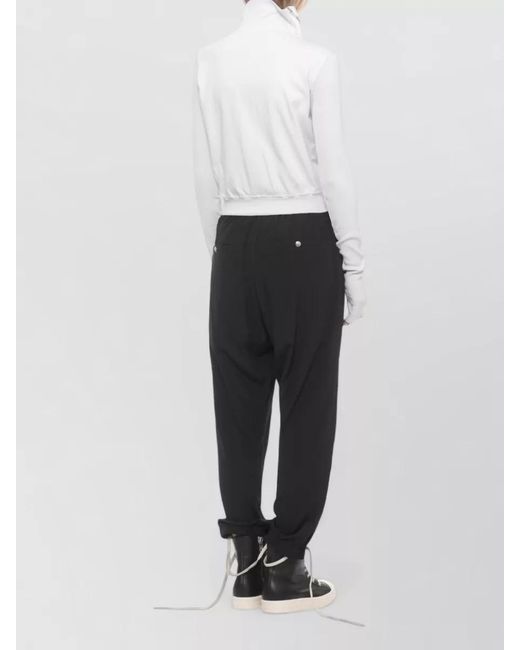 Rick Owens White Cotton Hooded Asymmetric Zip Sweatshirt