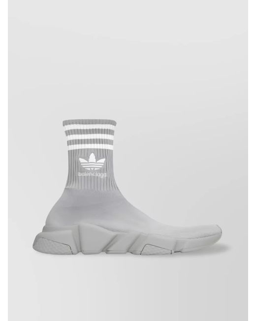 Balenciaga Gray Knitted Ribbed Sock Sneakers