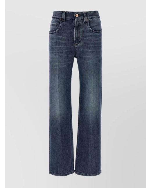 Brunello Cucinelli Blue Denim Contemporary Loose Straight-Leg Trousers
