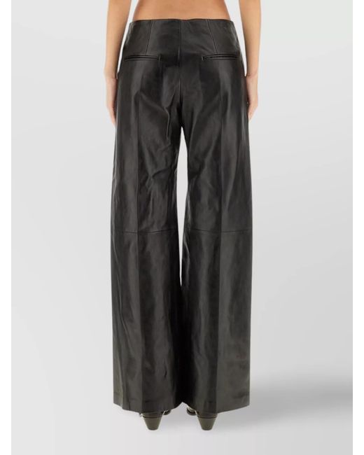 Isabel Marant Black Leather Wide-Leg Trousers