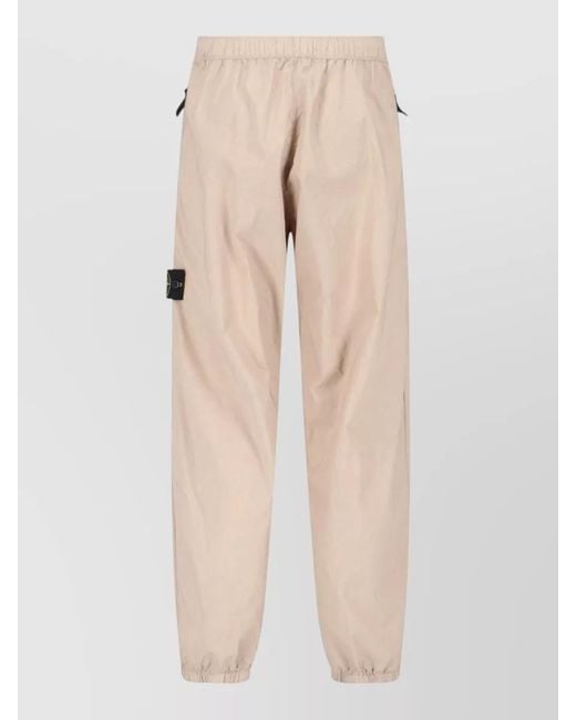 Stone Island Natural Pants Elastic Waistband Side Pockets Cuffs for men
