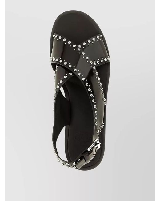 Church's Black Remi Sandals Open Toe Flat Sole Studs