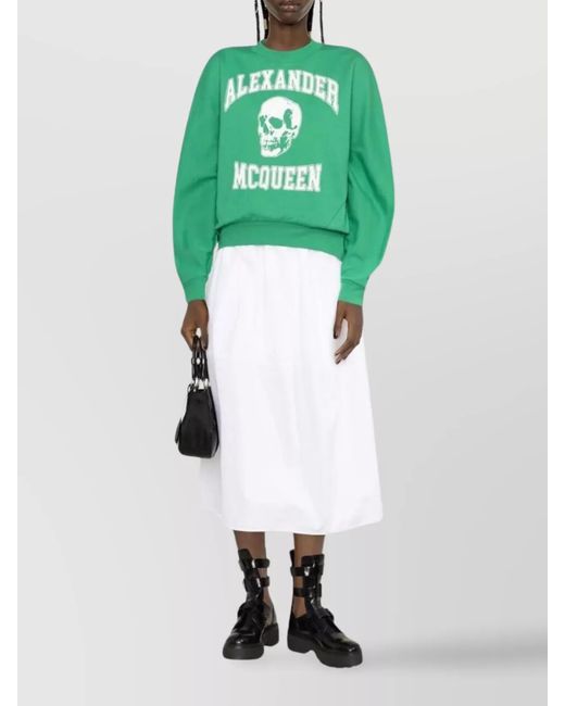McQueen Green Cotton Printed Sweatshirt