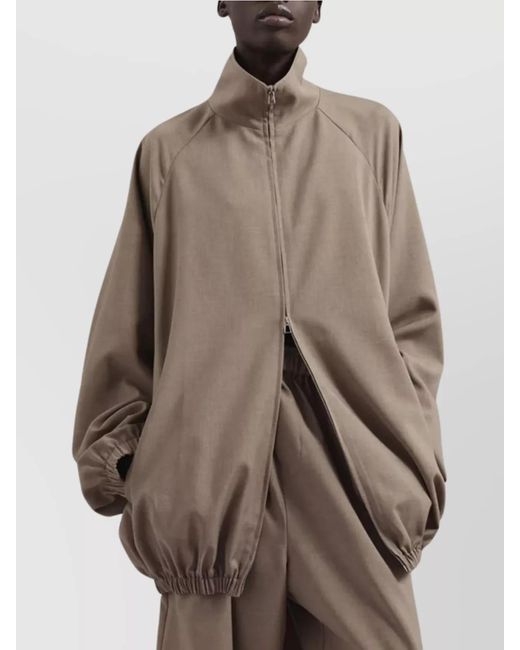 Frankie Shop Brown Houndstooth Track Jacket High Collar