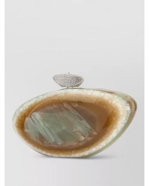Benedetta Bruzziches Natural Armonia Clutch Bag Pvc Glossy Texture