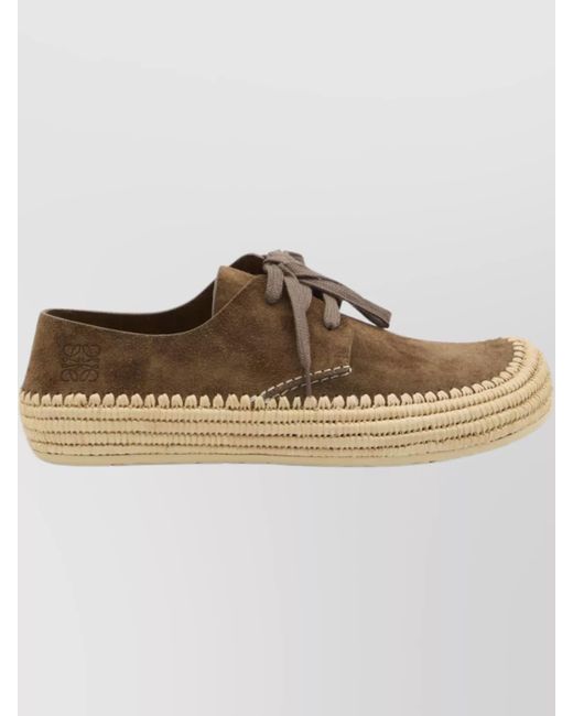 Loewe Brown Suede Lace-Up Slippers for men