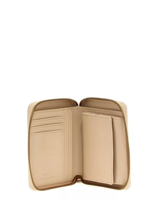 Pinko Natural Leather Zip-Around Wallet