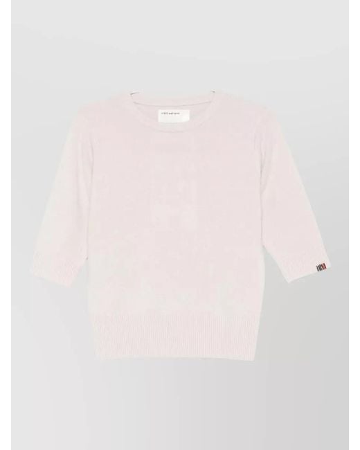 Extreme Cashmere Pink Cashmere Crewneck Sweater Three Quarter Sleeves