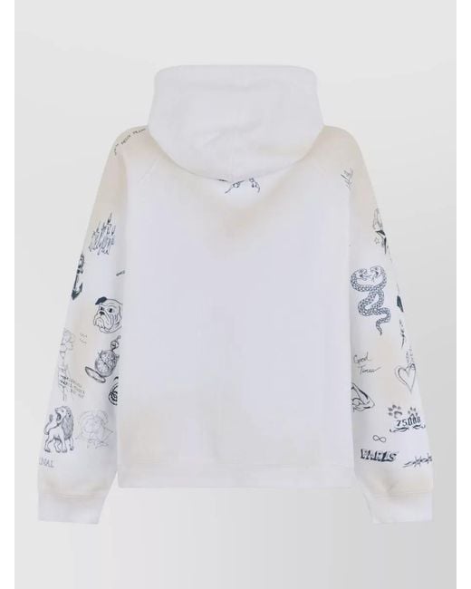Balenciaga White Hoodie Sweatshirt Graphic Sleeves Casual Style for men