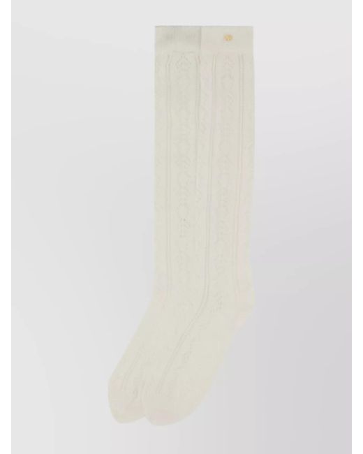 Valentino White Cotton Perforated Socks