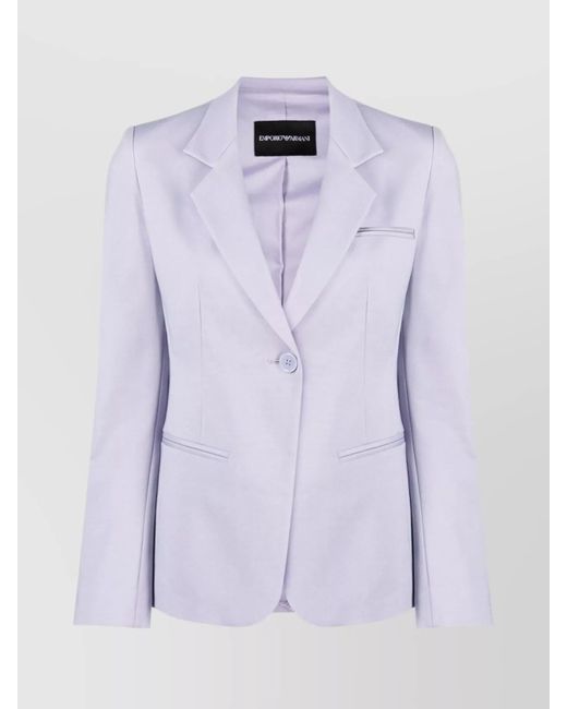 Emporio Armani Purple Cotton Blend Single-Breasted Blazer Jacket