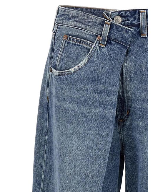 Agolde Blue Denim Wide-Leg Jeans