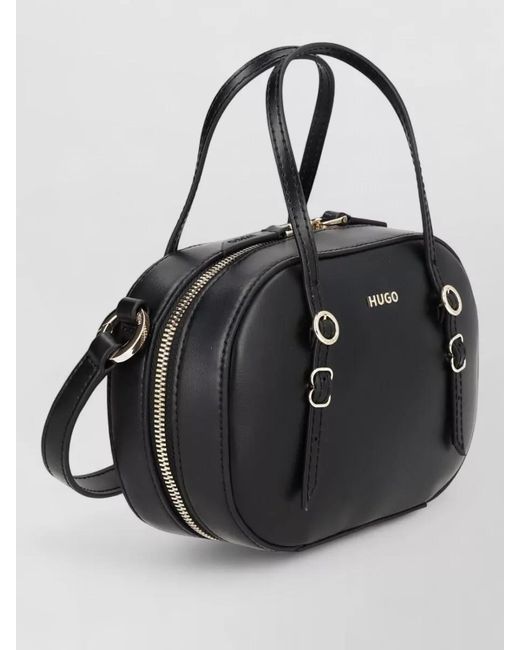 HUGO Black Oval Shoulder Bag Top Handle Straps