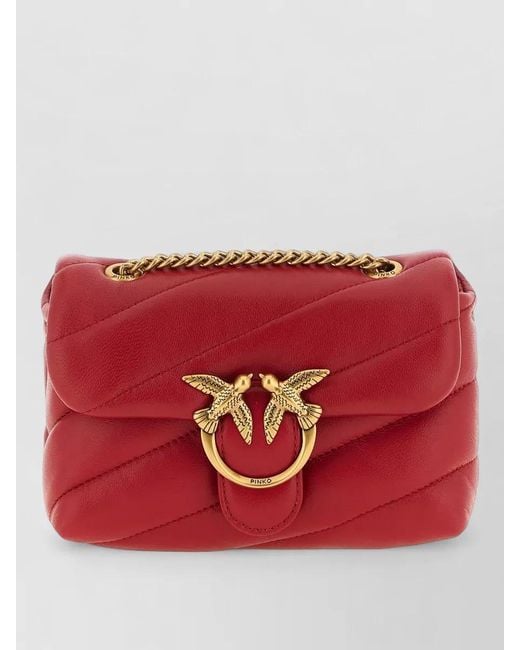 Pinko Red Baby Love Puff Chain Shoulder Bag