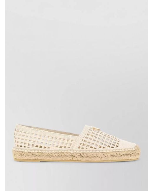 Prada Natural Crochet Loafers Woven Detail Espadrille Sole