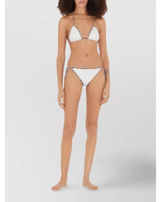 Burberry White Check Trim Triangle Bikini Set