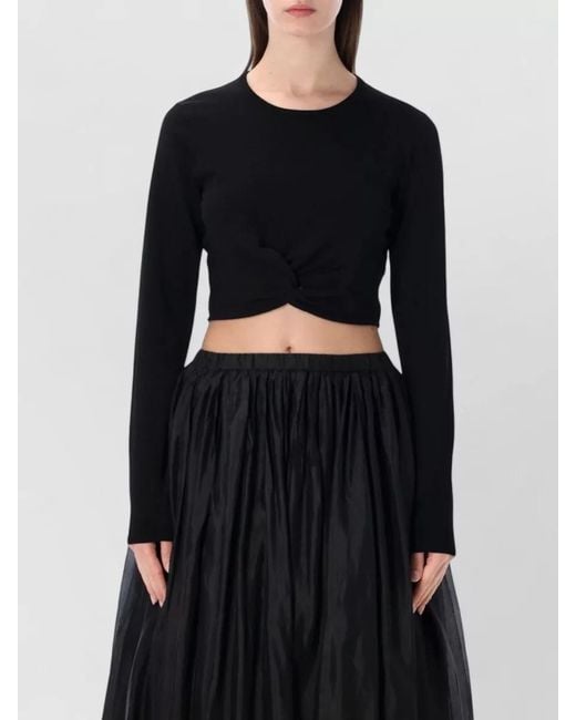 THE GARMENT Black Madison Knit Cropped Twist Front Top
