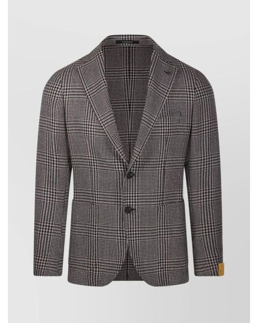 Tagliatore Gray Checkered Front Pockets Long Sleeves Jacket for men