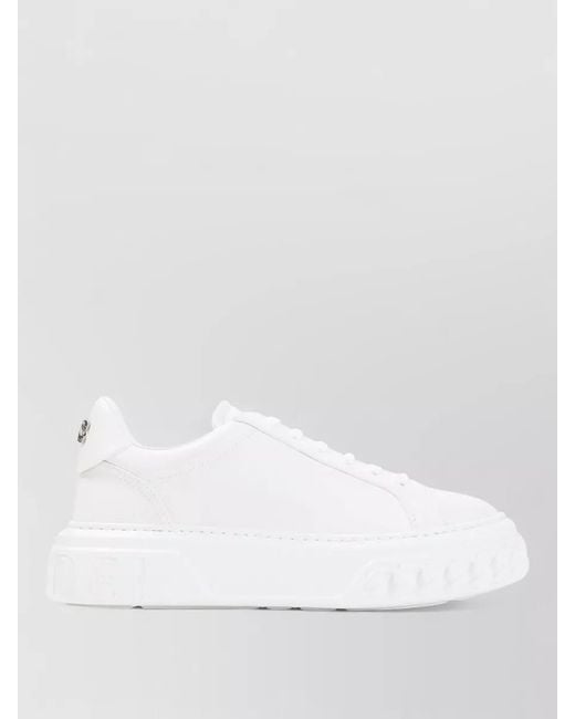 Casadei White Off Road Lace Up Leather Chain Sneakers