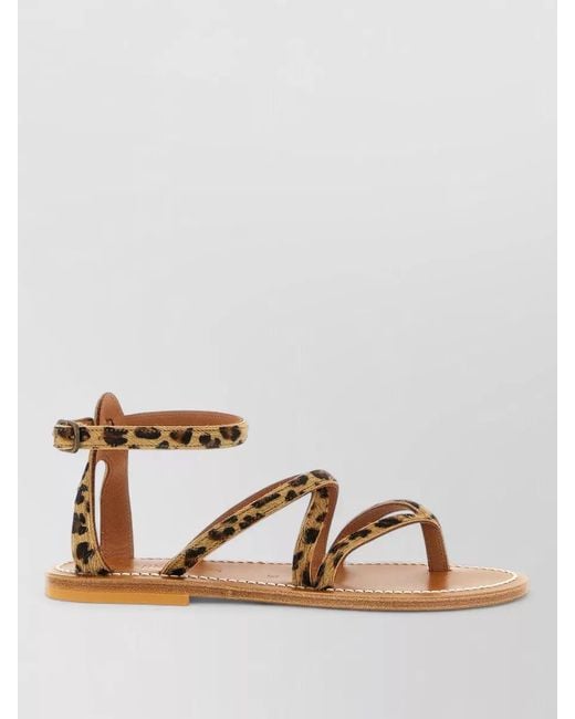 K. Jacques Brown Epicure Ankle Strap Flat Sandals Leopard