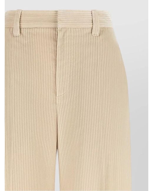Brunello Cucinelli Natural Wide Leg High Waist Corduroy Pants