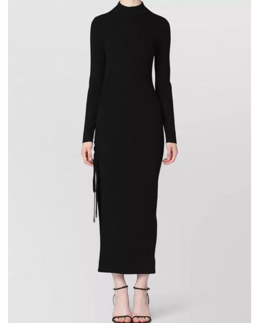 MICHAEL Michael Kors Black Knit Midi Dress Merino Wool Blend