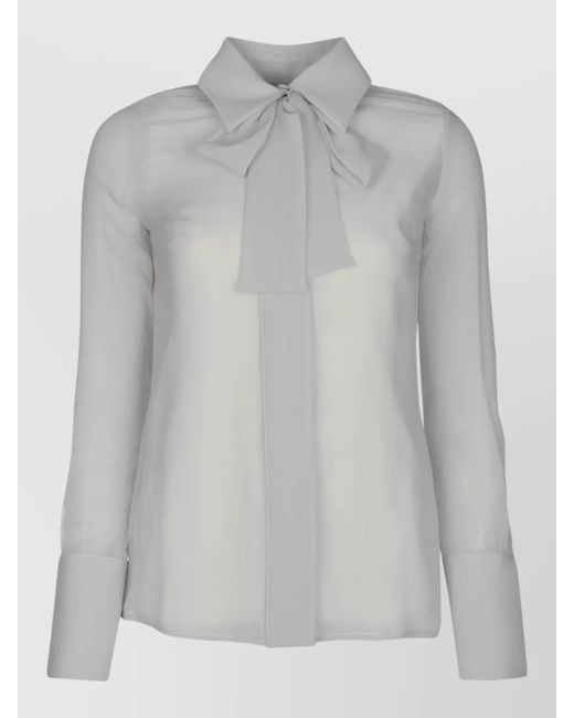Elisabetta Franchi Gray Shirt Bow Detail Button Cuffs Sheer for men