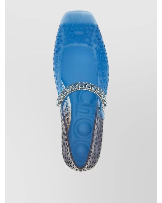 Jimmy Choo Blue Jelly Ballerina Flats Round Toe Strap