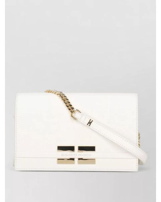 Elisabetta Franchi Natural Shoulder Bag Tone Hardware Chain