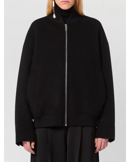 Sportmax Black Wool Double Face Bomber Jacket