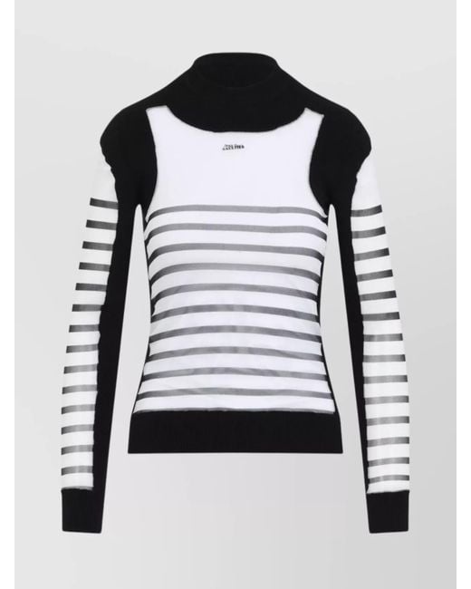 Jean Paul Gaultier Black Ribbed Printed Long-Sleeve Turtleneck Jumper