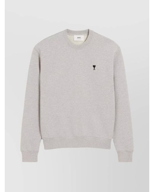 AMI White Heart Friend Cotton Crewneck Sweater for men