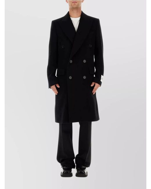 Dolce & Gabbana Black Virgin Wool Wide-Leg Trousers for men