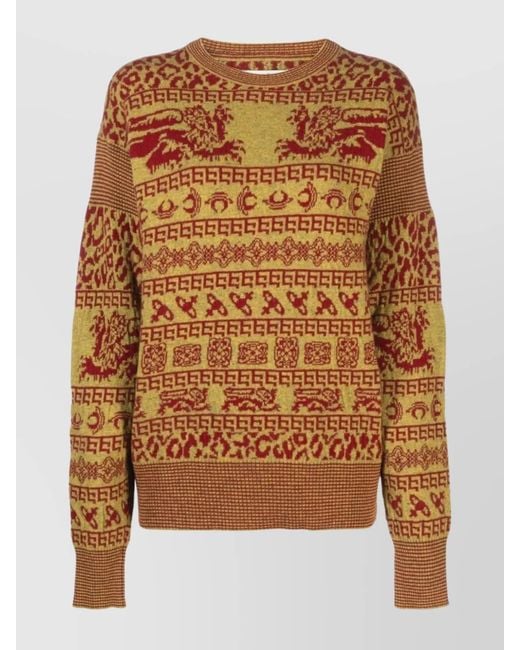 Vivienne Westwood Brown Intarsia-Knit Slim-Fit Crewneck Sweater