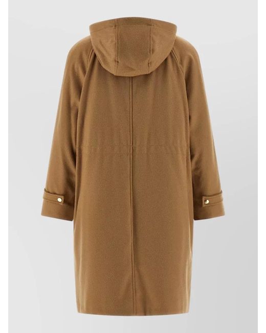 Max Mara Natural Alcade Parka Hooded Long Coat Raglan