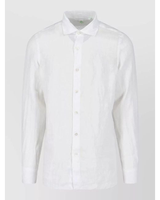 Finamore 1925 White Shirt Cuffs Button Down Collar Long Sleeves for men