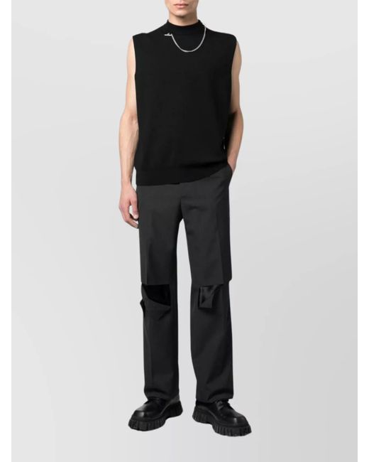 Givenchy Black Wool Cutout Wide-Leg Trousers for men
