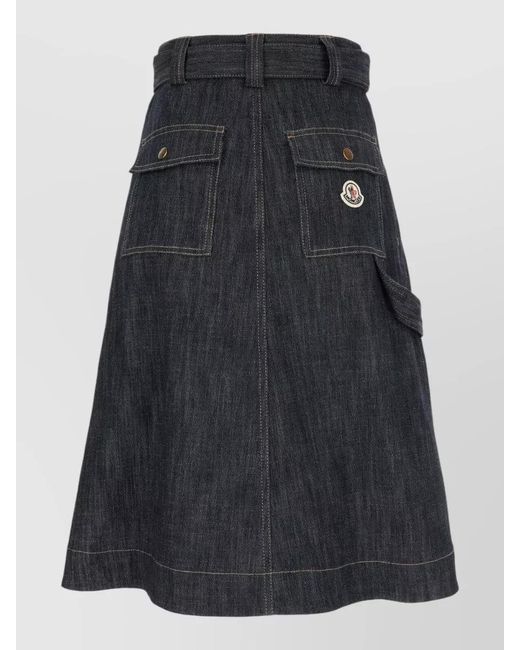 Moncler Black Belt Loop Skirt Featuring Patch Pockets