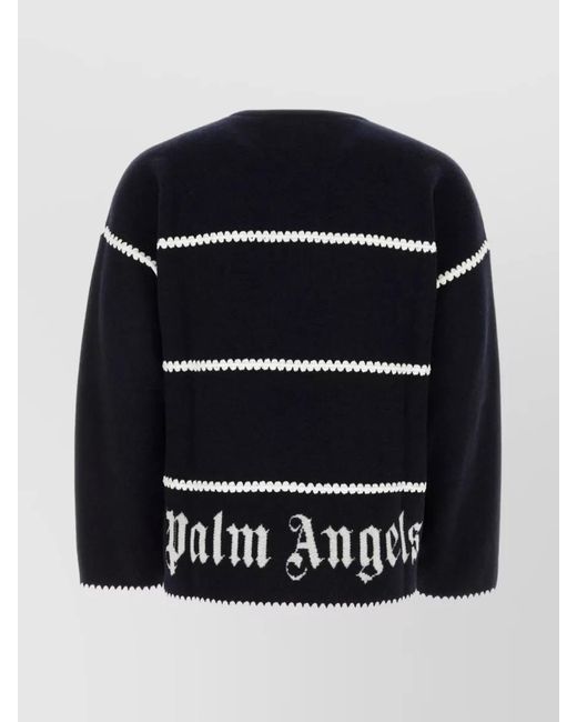 Palm Angels Black Knit Wool Blend Pullover for men