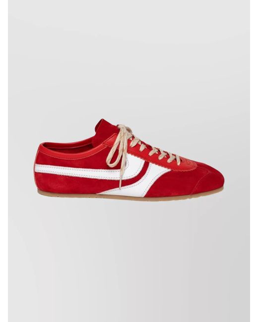Dries Van Noten Red Low Top Sneakers With Rubber Sole And Stripe for men
