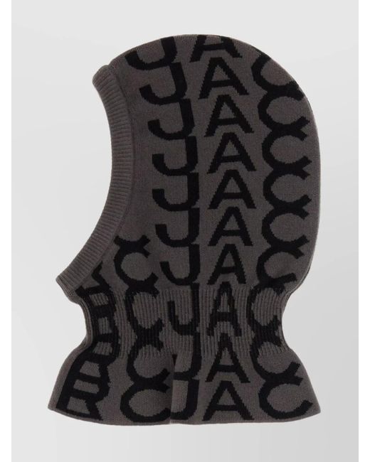 Marc Jacobs Black Wool Logo-Pattern Balaclava